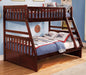 Rowe Twin/Full Bunk Bed in Dark Cherry - U&U Home Budget Furniture (Carteret, NJ)