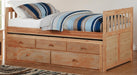 Bartly Twin/Twin Trundle Bed w/ 2 Storage Drawers in Natural B2043PR-1* - U&U Home Budget Furniture (Carteret, NJ)