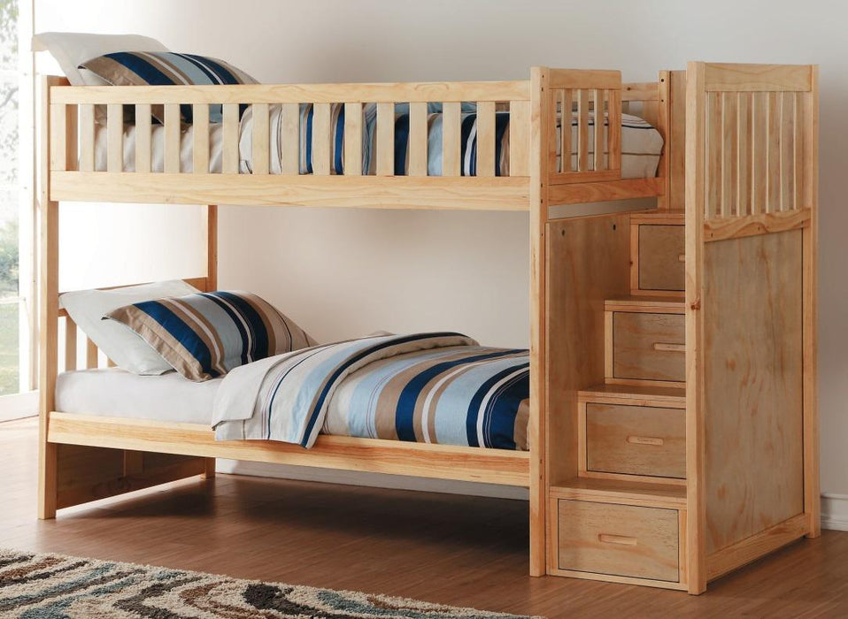 Bartly Bunk Bed w/ Reversible Storage in Natural B2043SB-1* - U&U Home Budget Furniture (Carteret, NJ)