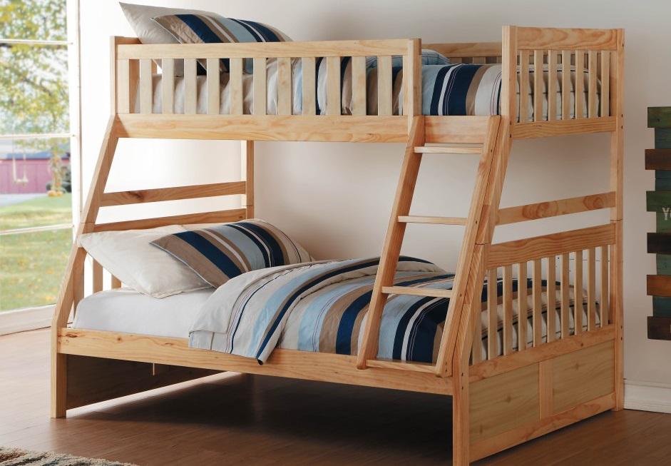 Bartly Twin/Full Bunk Bed in Natural B2043TF-1* - U&U Home Budget Furniture (Carteret, NJ)