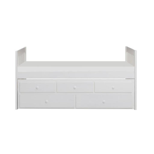 Galen Twin/Twin Trundle Bed with Storage in White B2053PRW-1* - U&U Home Budget Furniture (Carteret, NJ)