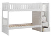 Galen Bunk Bed w/ Reversible Step Storage in White B2053SBW-1* - U&U Home Budget Furniture (Carteret, NJ)