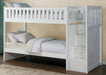 Galen Bunk Bed w/ Reversible Step Storage in White B2053SBW-1* - U&U Home Budget Furniture (Carteret, NJ)