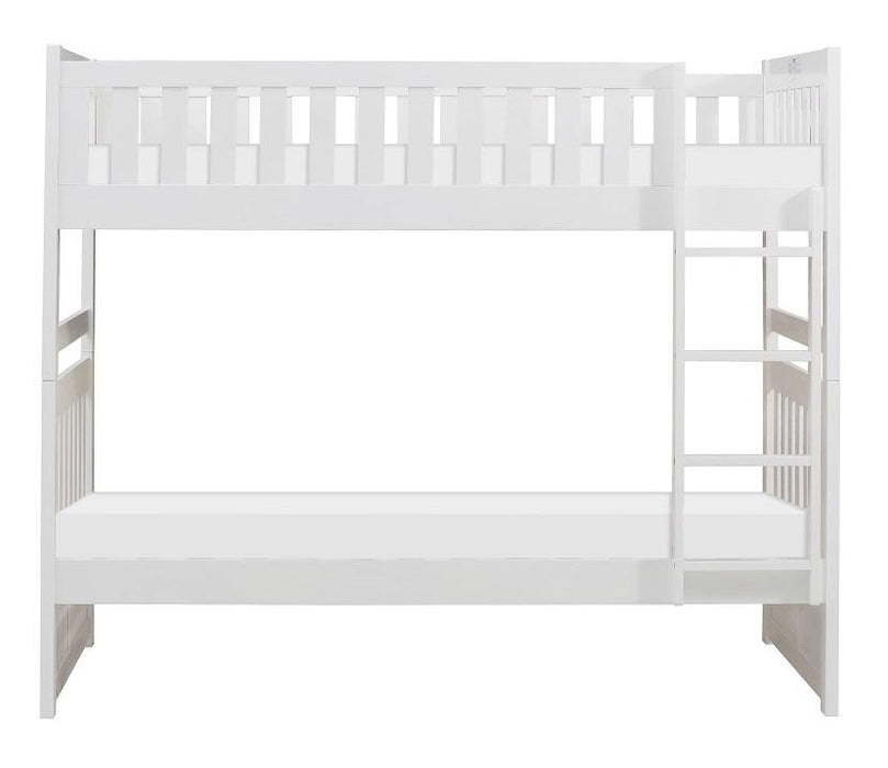 Galen Twin/Twin Bunk Bed in White B2053W-1* - U&U Home Budget Furniture (Carteret, NJ)