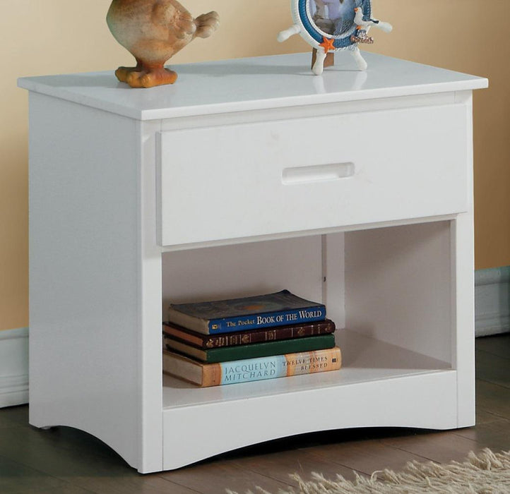Galen 1 Drawer Night Stand in White B2053W-4 - U&U Home Budget Furniture (Carteret, NJ)