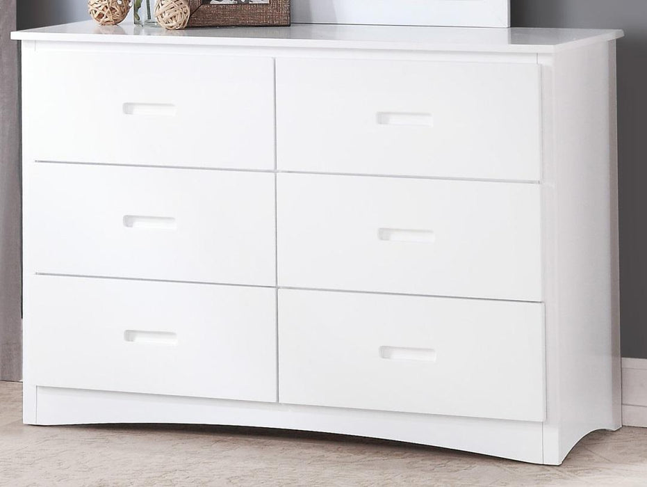 Galen 6 Drawer Dresser in White B2053W-5 - U&U Home Budget Furniture (Carteret, NJ)