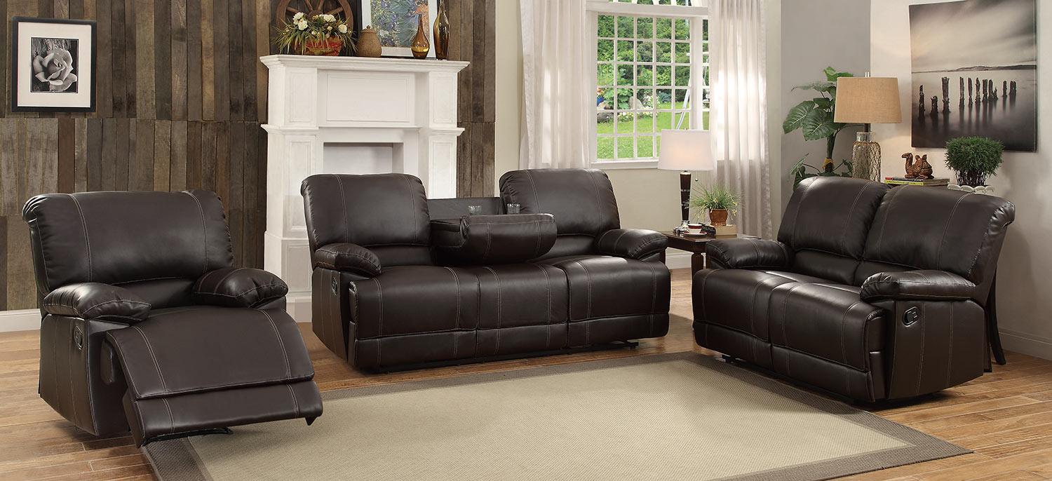 Cassville Double Reclining Sofa in Dark Brown 8403-3 - U&U Home Budget Furniture (Carteret, NJ)