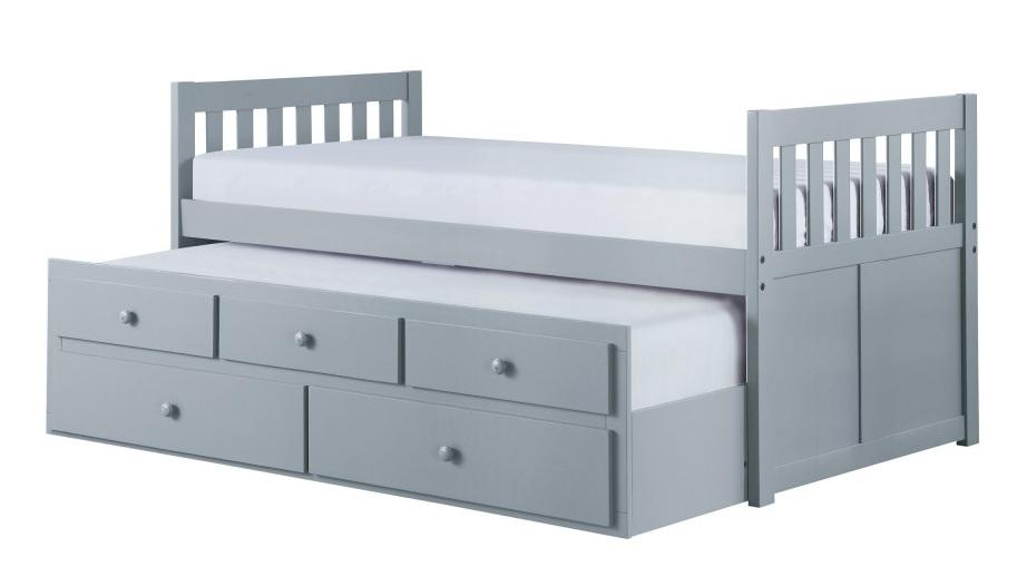 Orion Twin/Twin Trundle Bed w/ 2 Storage in Gray B2063PR-1* - U&U Home Budget Furniture (Carteret, NJ)