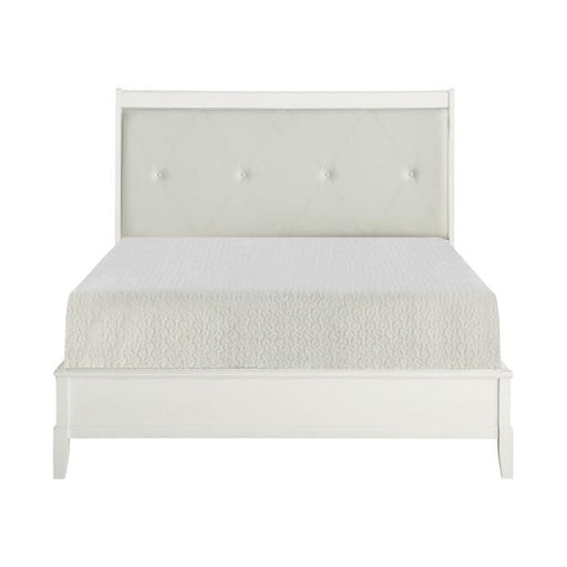 Cotterill Queen Upholstered Sleigh Bed in Antique White 1730WW-1* - U&U Home Budget Furniture (Carteret, NJ)