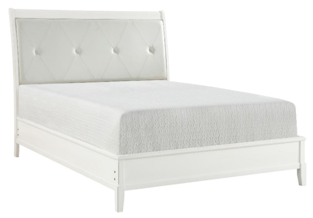 Cotterill Queen Upholstered Sleigh Bed in Antique White 1730WW-1* - U&U Home Budget Furniture (Carteret, NJ)