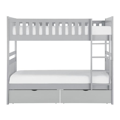 Orion Twin/Twin Bunk Bed with Storage Boxes in Gray B2063-1*T - U&U Home Budget Furniture (Carteret, NJ)