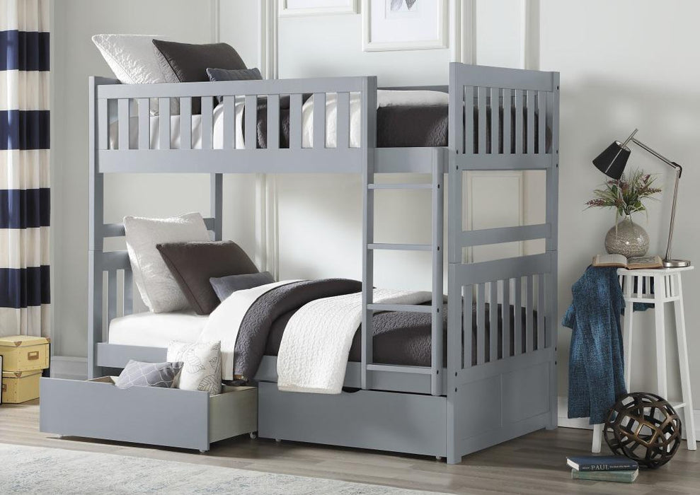 Orion Twin/Twin Bunk Bed with Storage Boxes in Gray B2063-1*T - U&U Home Budget Furniture (Carteret, NJ)