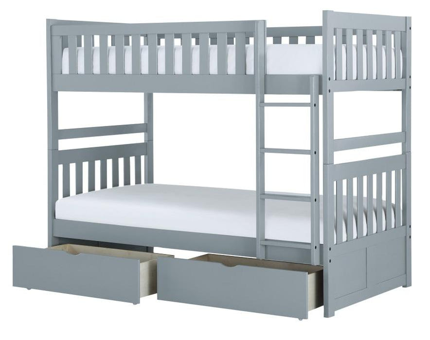 Orion Twin/Twin Bunk Bed with Storage Boxes in Gray B2063-1*T - U&U Home Budget Furniture (Carteret, NJ)