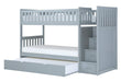 Orion Bunk Bed w/ Reversible Step Storage and Twin Trundle in Gray B2063SB-1*R - U&U Home Budget Furniture (Carteret, NJ)