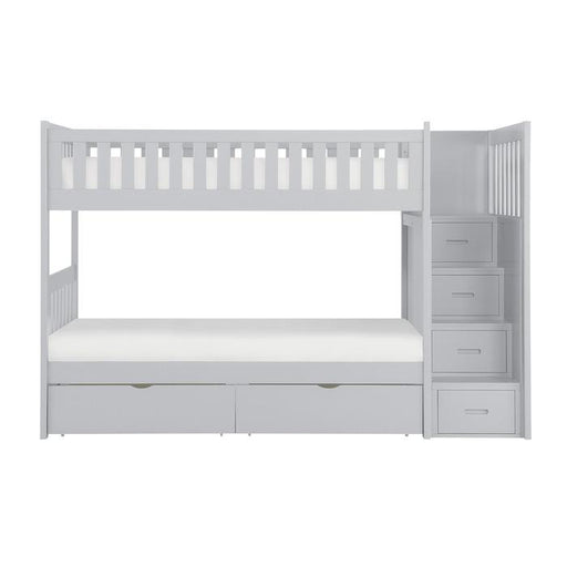 Orion Bunk Bed w/ Reversible Step Storage and Storage Boxes in Gray B2063SB-1*T - U&U Home Budget Furniture (Carteret, NJ)