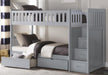Orion Bunk Bed w/ Reversible Step Storage and Storage Boxes in Gray B2063SB-1*T - U&U Home Budget Furniture (Carteret, NJ)