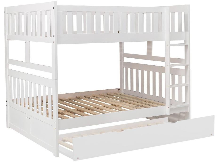 Galen Full/Full Bunk Bed w/ Twin Trundle in White B2053FFW-1*R - U&U Home Budget Furniture (Carteret, NJ)