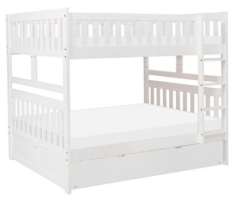 Galen Full/Full Bunk Bed w/ Twin Trundle in White B2053FFW-1*R - U&U Home Budget Furniture (Carteret, NJ)