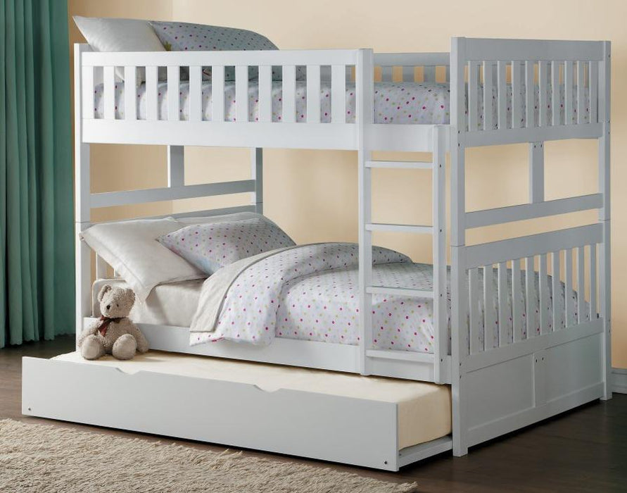 Galen Full/Full Bunk Bed w/ Storage Boxes in White B2053FFW-1*T - U&U Home Budget Furniture (Carteret, NJ)