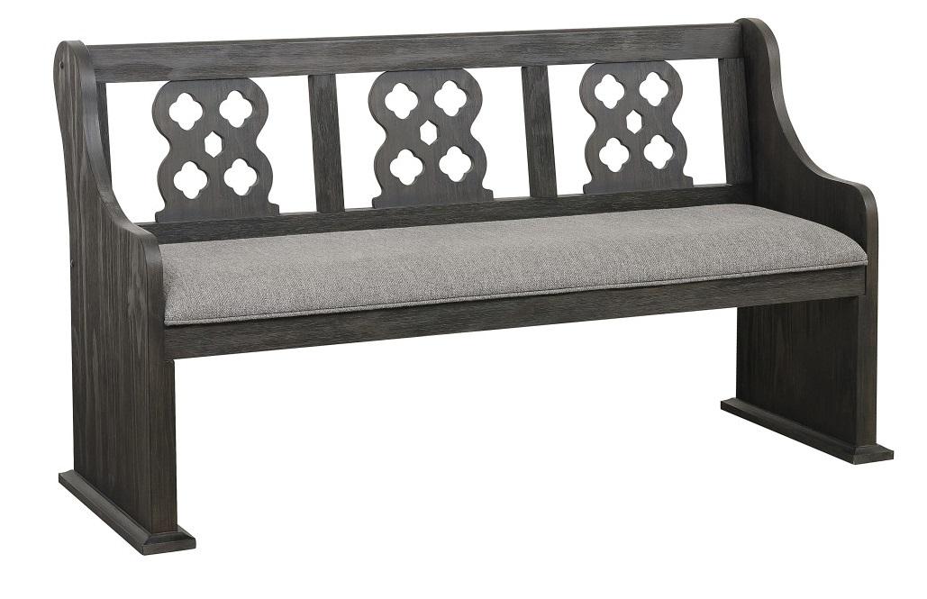 Arasina Bench with Curved Arms in Dark Pewter 5559N-14A - U&U Home Budget Furniture (Carteret, NJ)