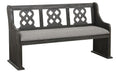 Arasina Bench with Curved Arms in Dark Pewter 5559N-14A - U&U Home Budget Furniture (Carteret, NJ)