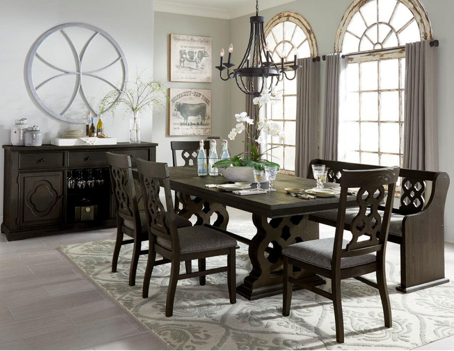 Arasina Bench with Curved Arms in Dark Pewter 5559N-14A - U&U Home Budget Furniture (Carteret, NJ)