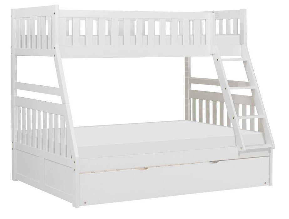 Galen Twin/Full Bunk Bed w/ Twin Trundle in White B2053TFW-1*R - U&U Home Budget Furniture (Carteret, NJ)