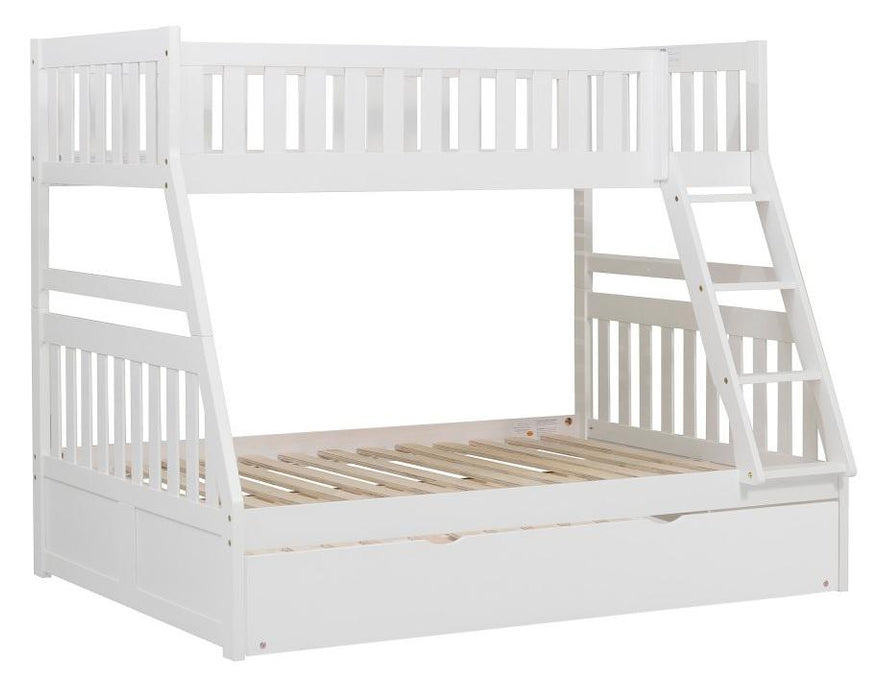 Galen Twin/Full Bunk Bed w/ Twin Trundle in White B2053TFW-1*R - U&U Home Budget Furniture (Carteret, NJ)