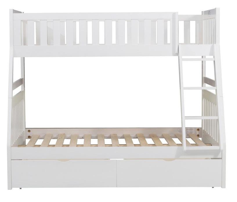 Galen Twin/Full Bunk Bed w/ Storage Boxes in White B2053TFW-1*T - U&U Home Budget Furniture (Carteret, NJ)