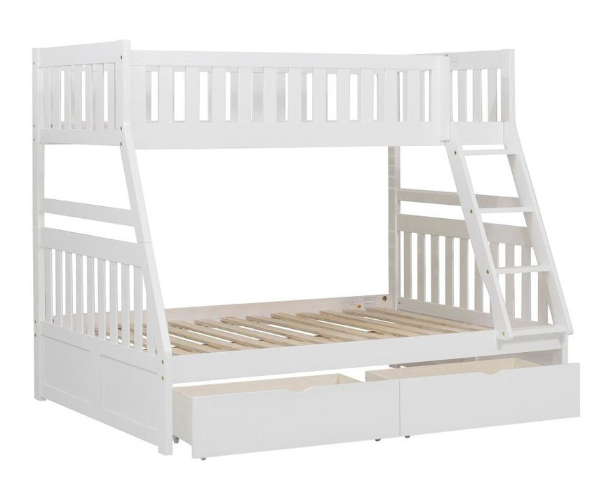 Galen Twin/Full Bunk Bed w/ Storage Boxes in White B2053TFW-1*T - U&U Home Budget Furniture (Carteret, NJ)