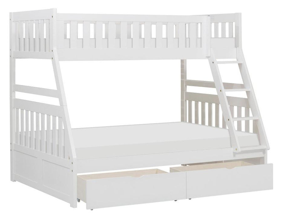 Galen Twin/Full Bunk Bed w/ Storage Boxes in White B2053TFW-1*T - U&U Home Budget Furniture (Carteret, NJ)