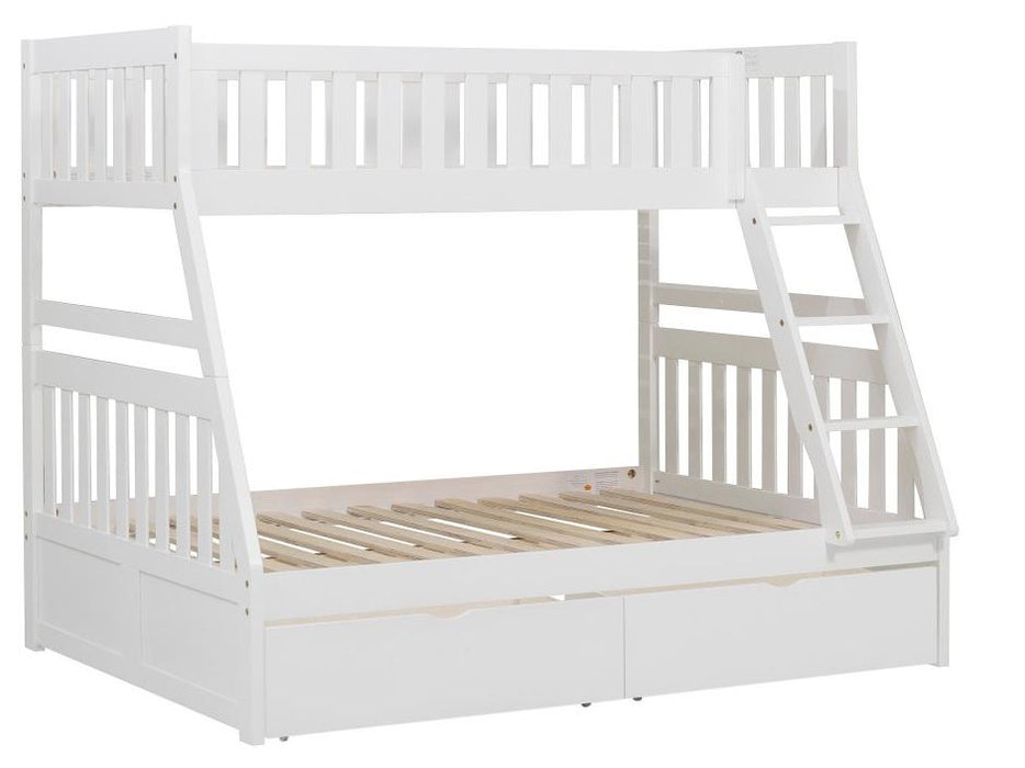 Galen Twin/Full Bunk Bed w/ Storage Boxes in White B2053TFW-1*T - U&U Home Budget Furniture (Carteret, NJ)