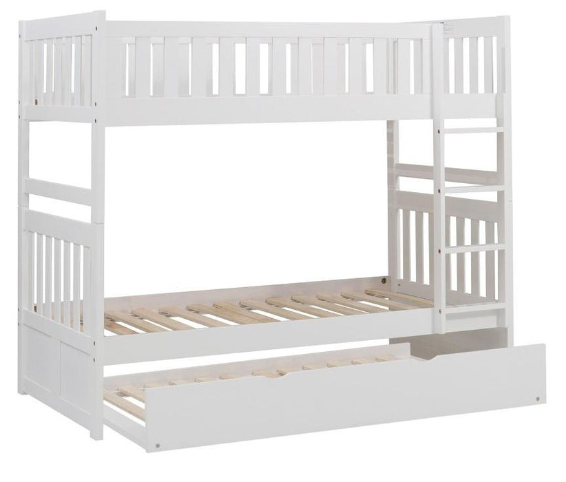Galen Twin/Twin Bunk Bed w/ Twin Trundle in White B2053W-1*R - U&U Home Budget Furniture (Carteret, NJ)