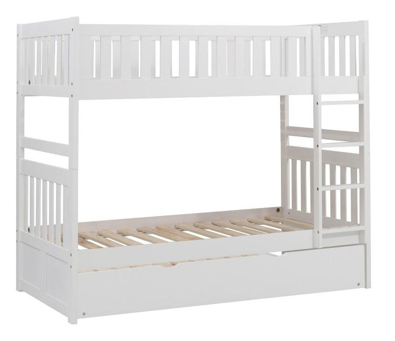 Galen Twin/Twin Bunk Bed w/ Twin Trundle in White B2053W-1*R - U&U Home Budget Furniture (Carteret, NJ)