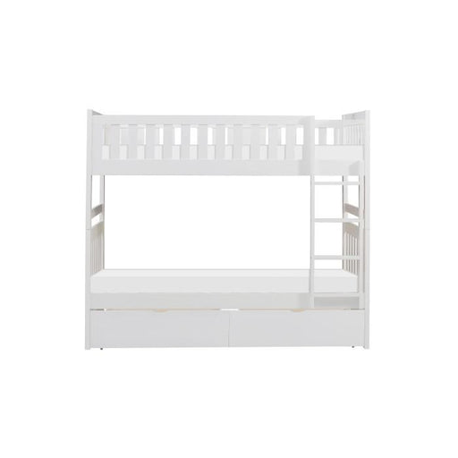 Galen Twin/Twin Bunk Bed w/ Storage Boxes in White B2053W-1*T - U&U Home Budget Furniture (Carteret, NJ)
