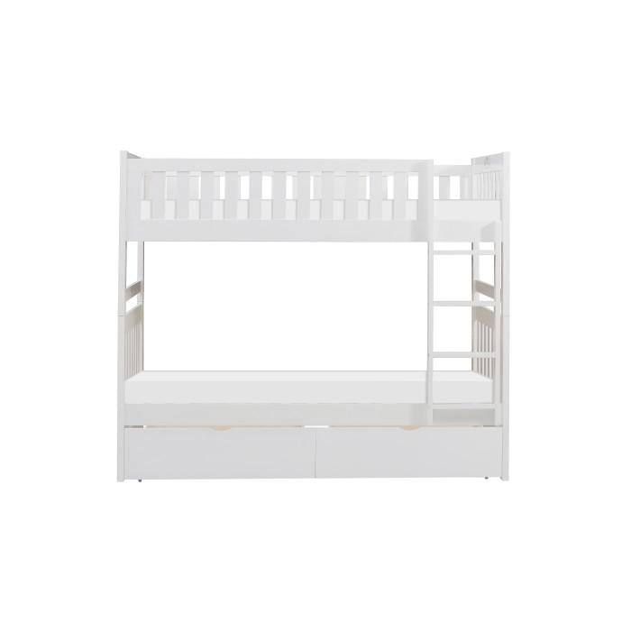 Galen Twin/Twin Bunk Bed w/ Storage Boxes in White B2053W-1*T - U&U Home Budget Furniture (Carteret, NJ)