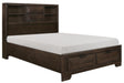 Chesky Queen Bookcase Bed with Footboard Storage in Warm Espresso 1753-1* - U&U Home Budget Furniture (Carteret, NJ)