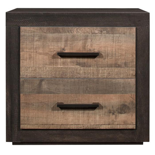 Miter Nightstand in Rustin Mahogany & Dark Ebony 1762-4 - U&U Home Budget Furniture (Carteret, NJ)