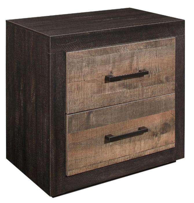 Miter Nightstand in Rustin Mahogany & Dark Ebony 1762-4 - U&U Home Budget Furniture (Carteret, NJ)