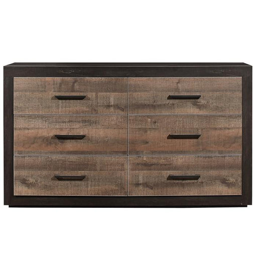 Miter Dresser in Rustin Mahogany & Dark Ebony 1762-5 - U&U Home Budget Furniture (Carteret, NJ)