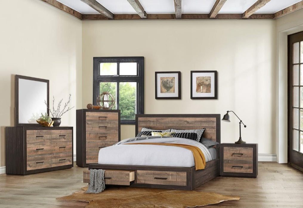 Miter Mirror in Rustin Mahogany & Dark Ebony 1762-6 - U&U Home Budget Furniture (Carteret, NJ)
