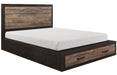 Miter Queen Platform Bed with Footboard Storage in Rustin Mahogany & Dark Ebony 1762-1* - U&U Home Budget Furniture (Carteret, NJ)