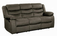 Discus Double Reclining Sofa in Brown 9526BR-3 - U&U Home Budget Furniture (Carteret, NJ)