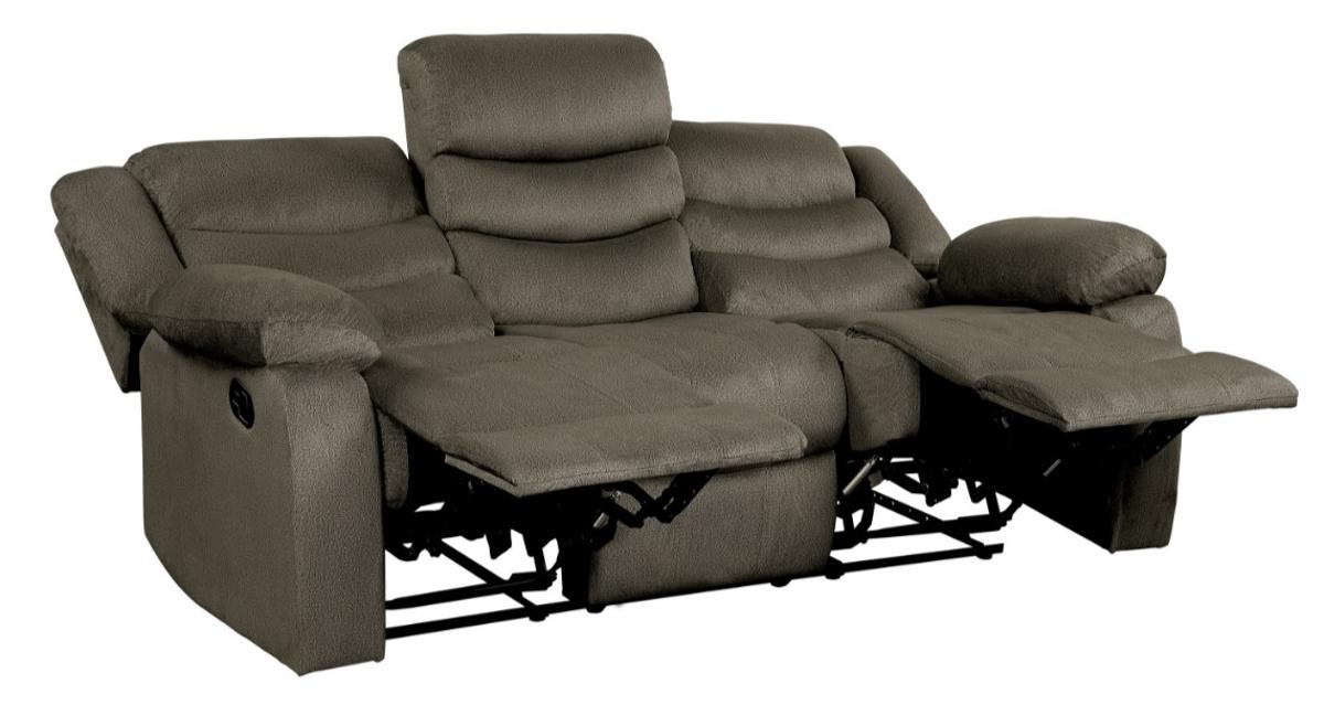 Discus Double Reclining Sofa in Brown 9526BR-3 - U&U Home Budget Furniture (Carteret, NJ)