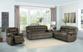 Discus Double Reclining Sofa in Brown 9526BR-3 - U&U Home Budget Furniture (Carteret, NJ)