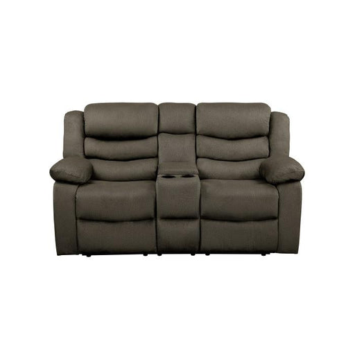 Discus Double Reclining Loveseat in Brown 9526BR-2 - U&U Home Budget Furniture (Carteret, NJ)