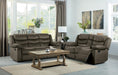 Discus Double Reclining Loveseat in Brown 9526BR-2 - U&U Home Budget Furniture (Carteret, NJ)