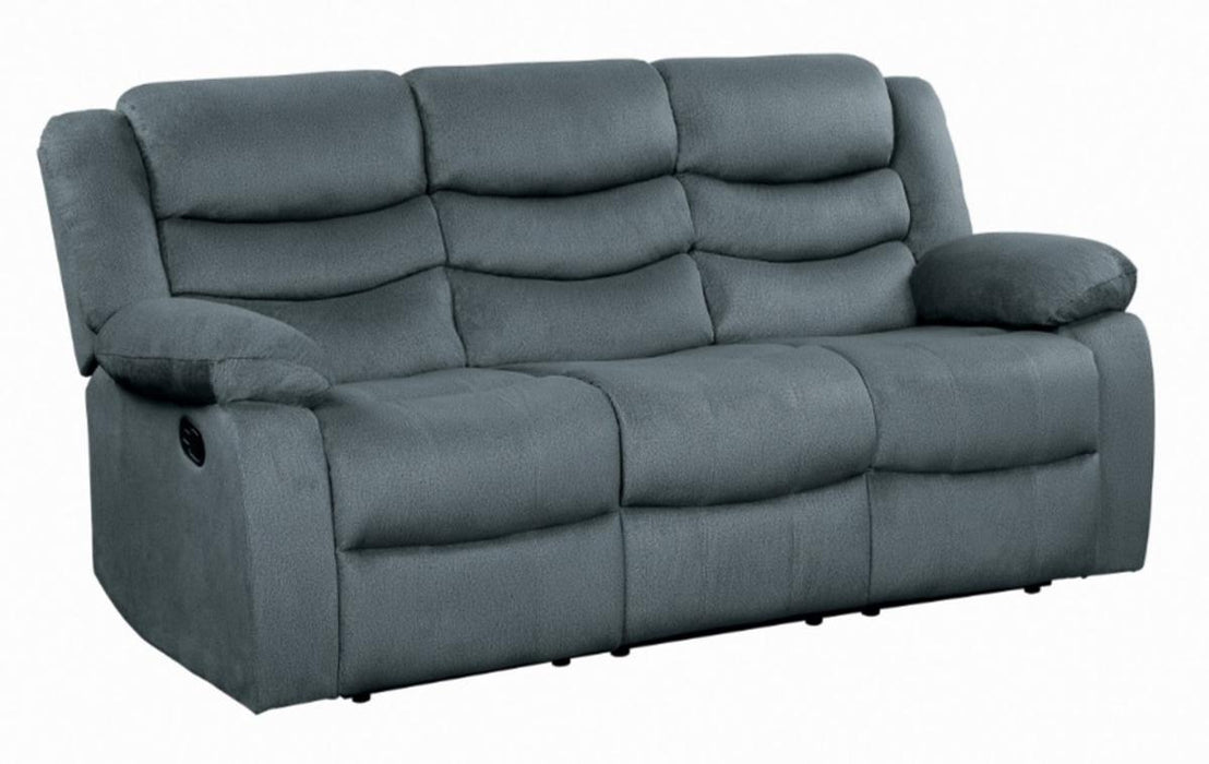 Discus Double Reclining Sofa in Gray 9526GY-3 - U&U Home Budget Furniture (Carteret, NJ)