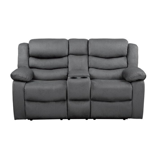 Discus Double Reclining Loveseat in Gray 9526GY-2 - U&U Home Budget Furniture (Carteret, NJ)