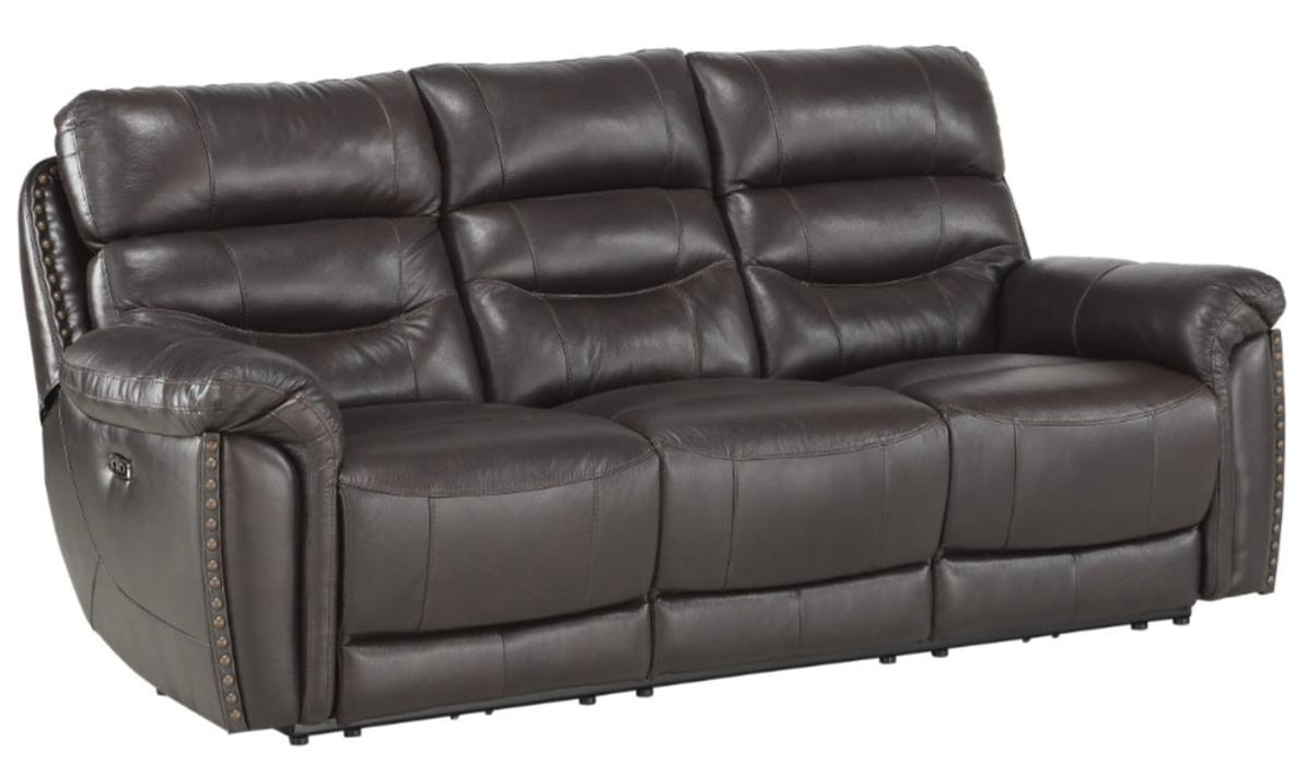 Lance Power Double Reclining Sofa with Power Headrests in Brown - U&U Home Budget Furniture (Carteret, NJ)